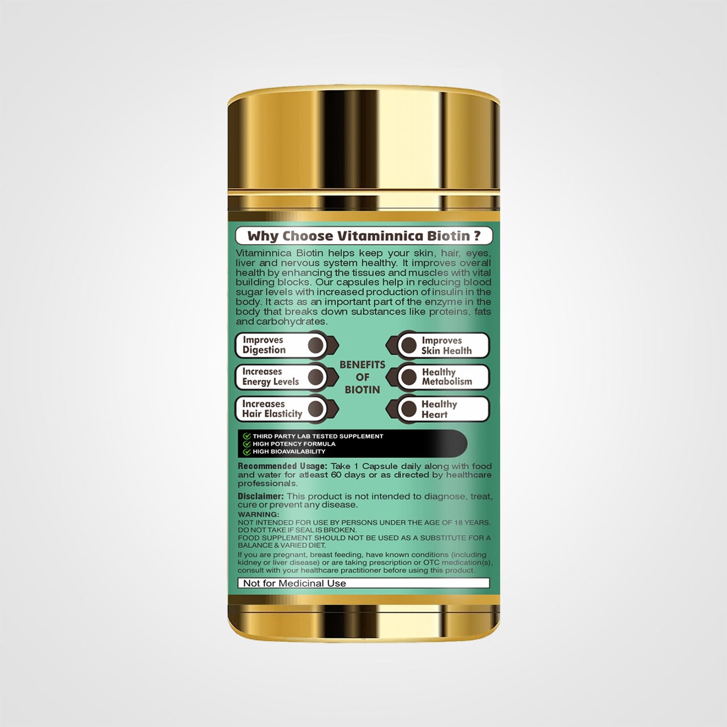 Vitaminnica Biotin - Better Hair, Skin and Nails - 60 Capsules