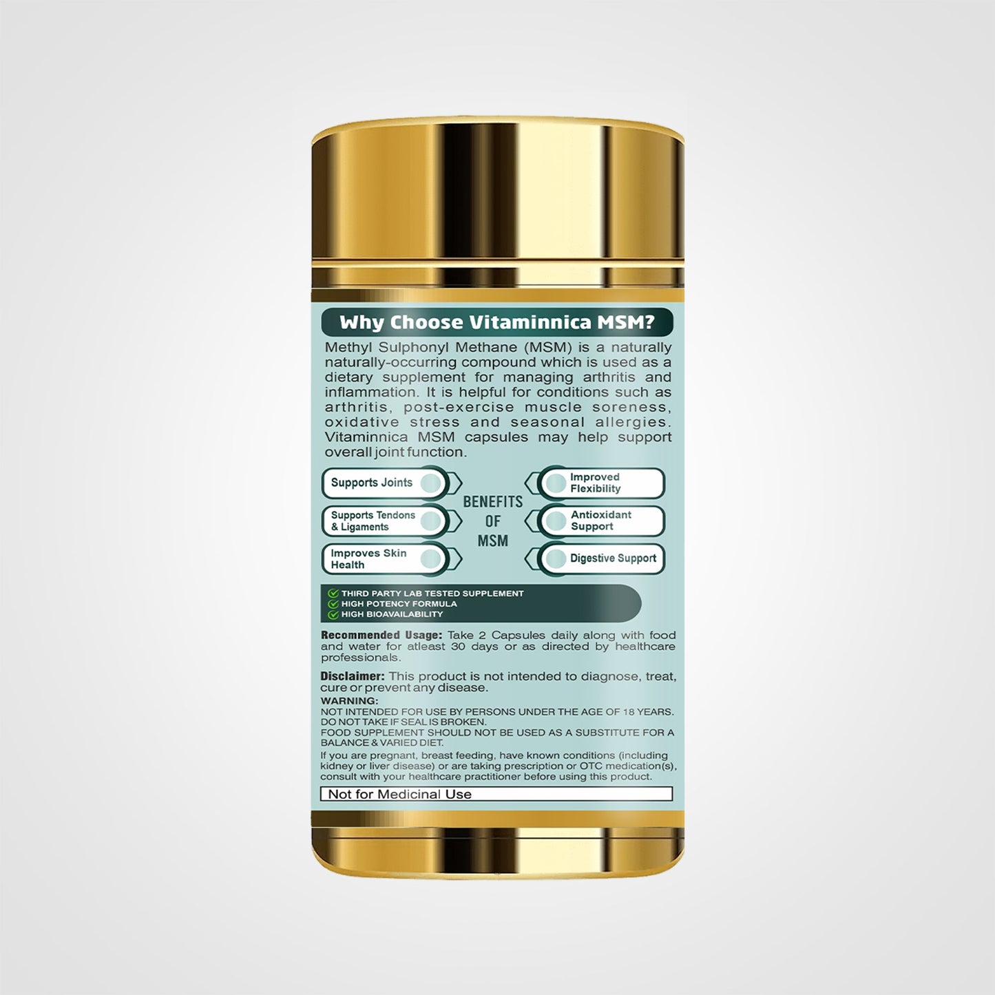 Vitaminnica Methyl Sulphonyl Methane (MSM)- 60 Capsules
