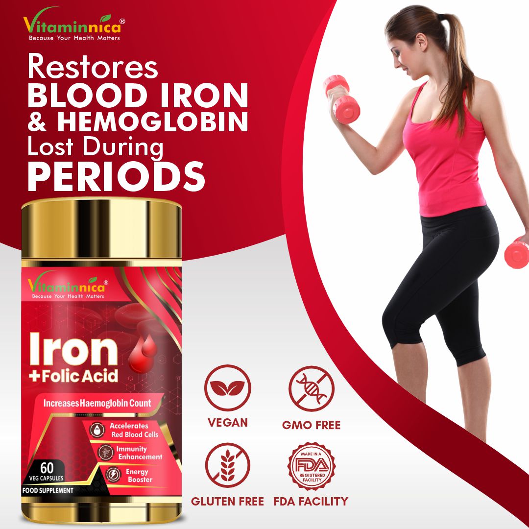 Vitaminnica Iron+Folic Acid- 60 Capsules