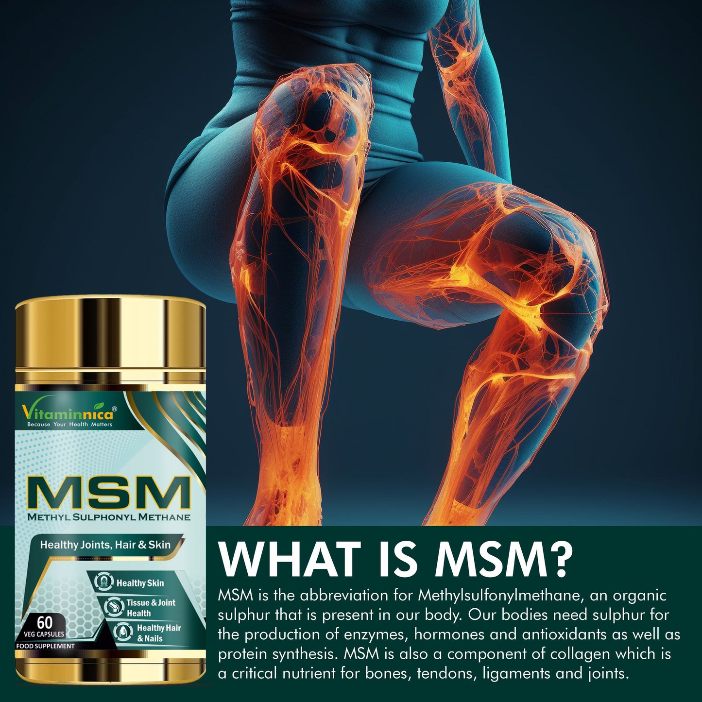Vitaminnica Methyl Sulphonyl Methane (MSM)- 60 Capsules