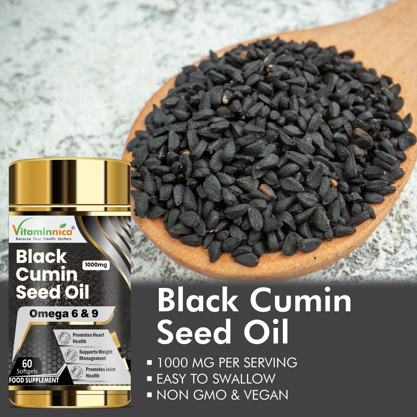 Vitaminnica Black Cumin Seed Oil 1000mg - 60 Capsules