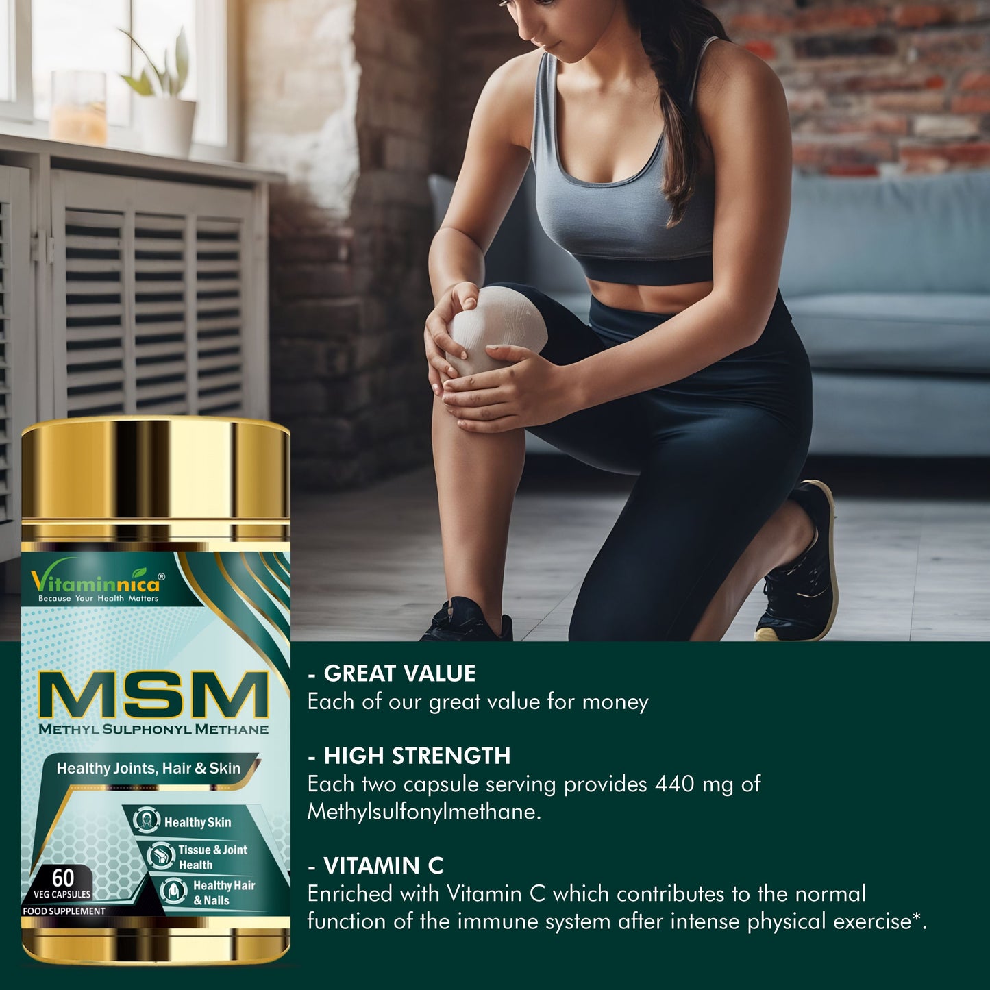 Vitaminnica Methyl Sulphonyl Methane (MSM)- 60 Capsules