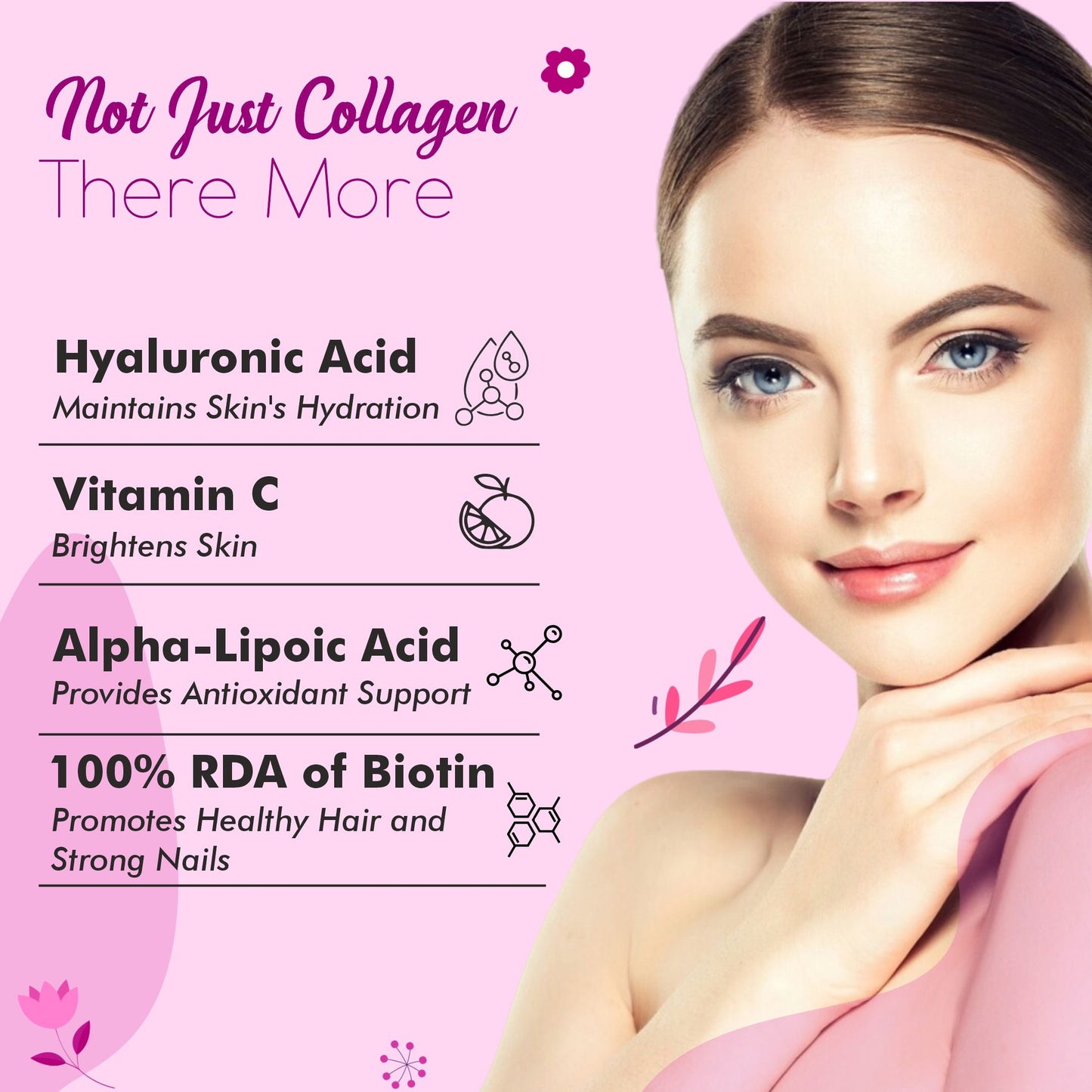 Vitaminnica Vita Beauty Premium Bovine Collagen Powder (Type I & III) with Hyaluronic Acid, Glutathione, Vitamin C, Biotin & Vitamin E | For Glowing Skin & Anti-Aging - 30 servings
